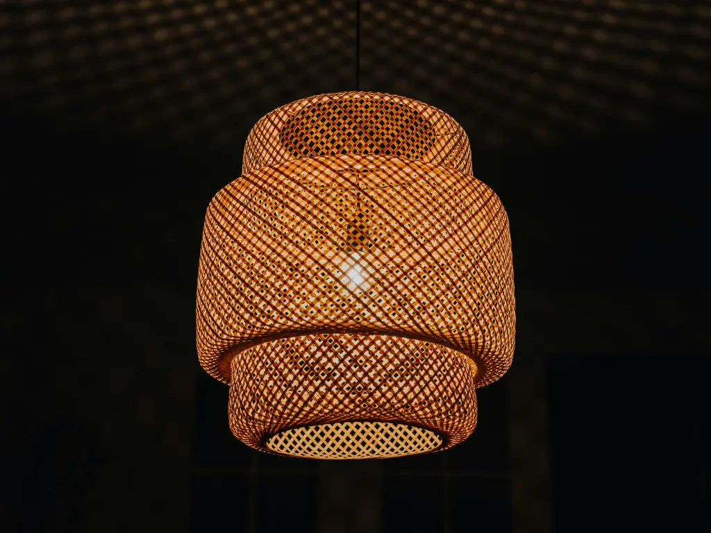 Luminaire suspension en bambou