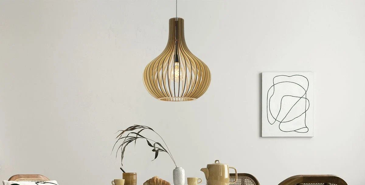 Suspension luminaire bois