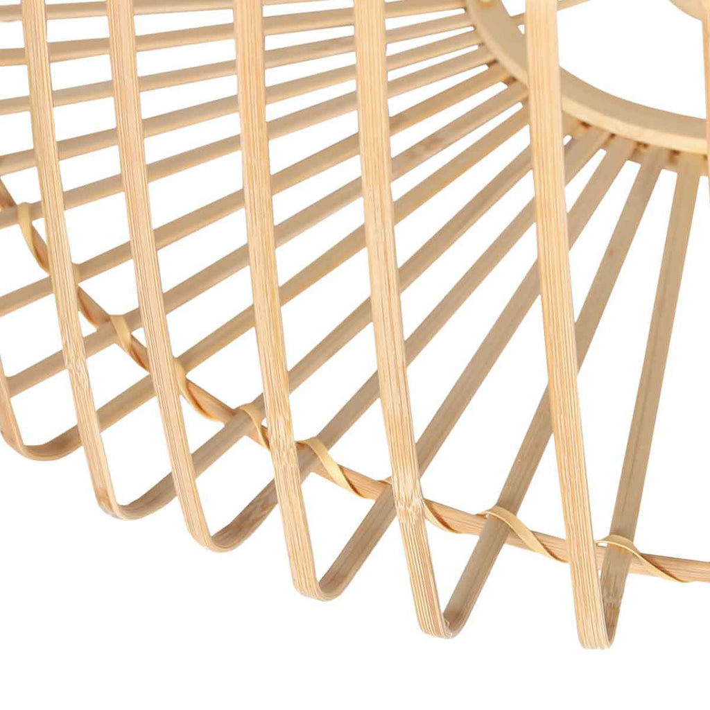 Lampadaire arc métal noir abat-jour bambou naturel ajouré – H240 cm