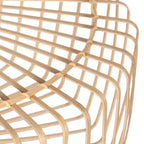Lampadaire arc métal noir abat-jour bambou naturel ajouré – H240 cm