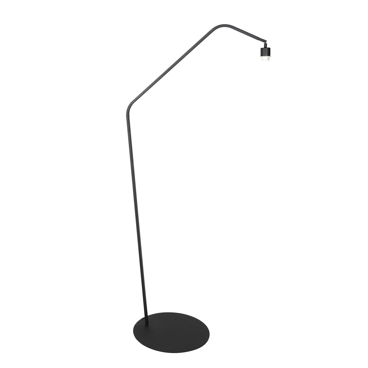Lampadaire en métal noir bras déporté abat-jour écru – H173 cm
