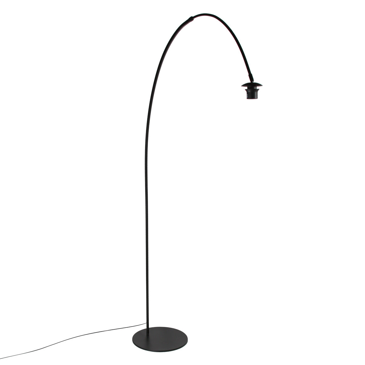 Lampadaire arc en métal noir abat-jour fibres naturelles – H210 cm