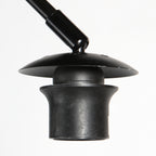Lampadaire arc en métal noir abat-jour fibres naturelles – H210 cm