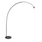 Lampadaire arc en métal noir abat-jour fibres naturelles – H210 cm