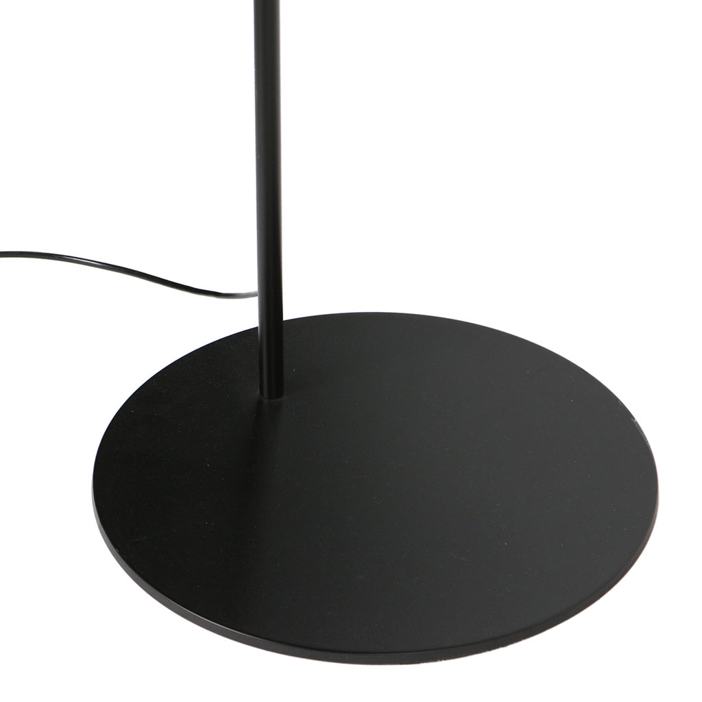 Lampe sur pied noire avec abat-jour en bambou tressé et bras arqué – H193 cm