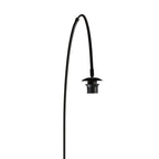 Lampe sur pied noire avec abat-jour en bambou tressé et bras arqué – H193 cm