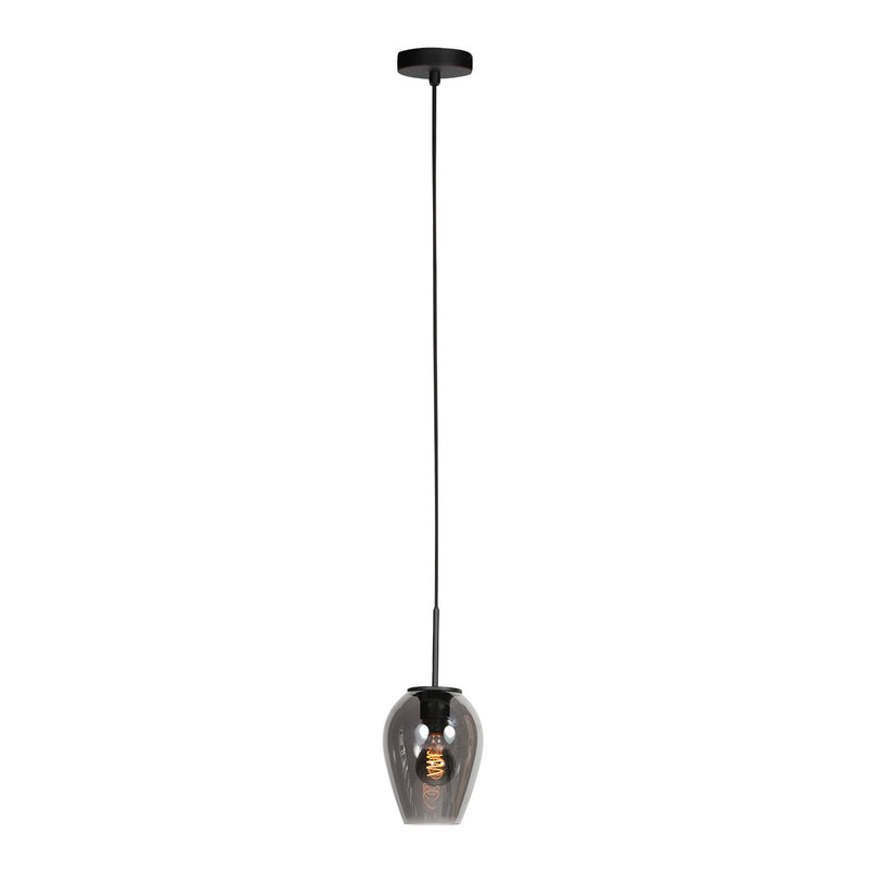 Suspension verre fumé goutte noire pour cuisine ou salle à manger – Ø15 cm