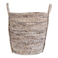 Panier de rangement en feuilles de maïs greige avec anses – Ø41x49 cm