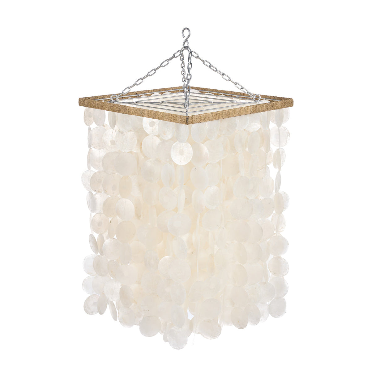 Suspension en perles de bois naturelles forme goutte – H85 cm