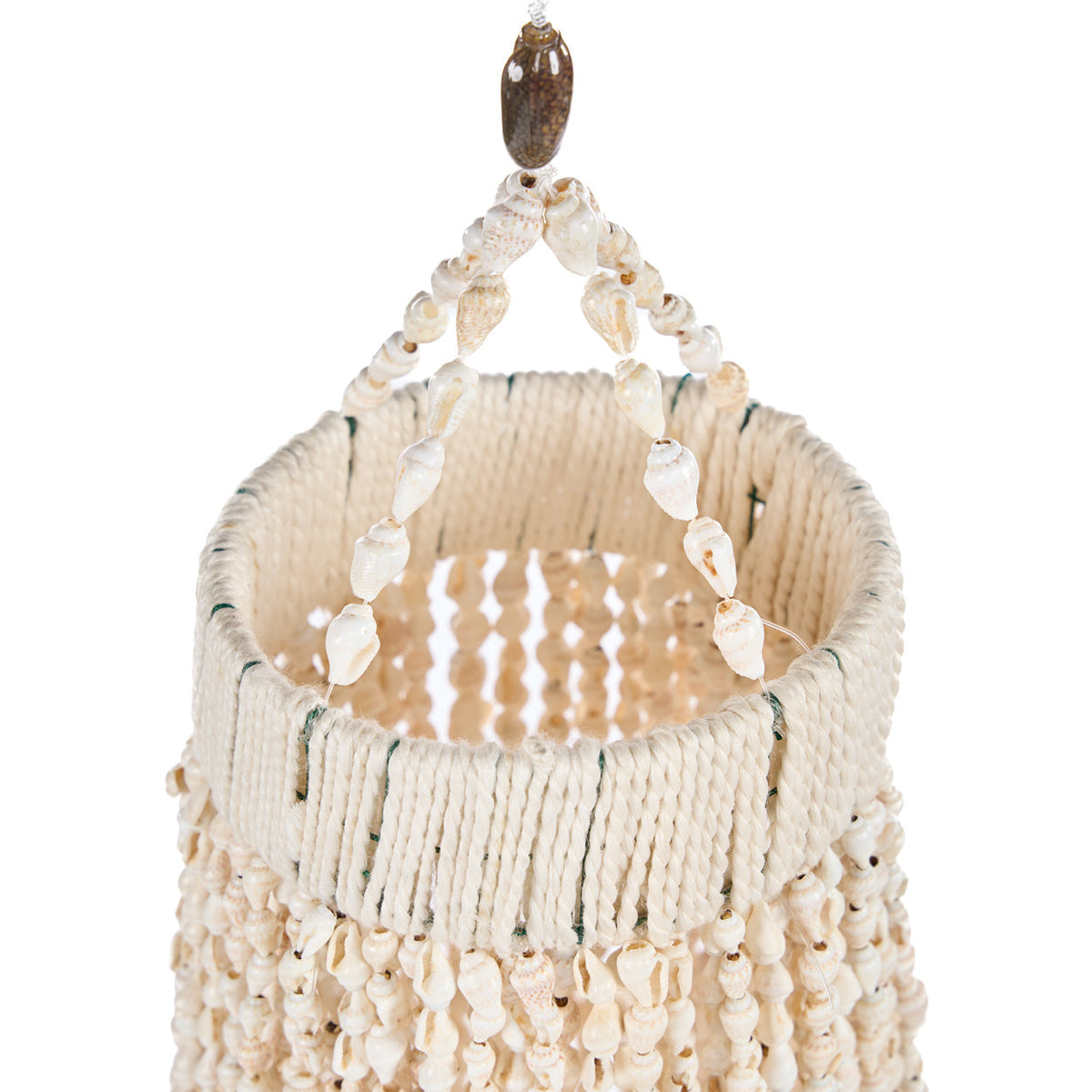 Suspension en coquillages beige en cascade pour salon – H85 cm