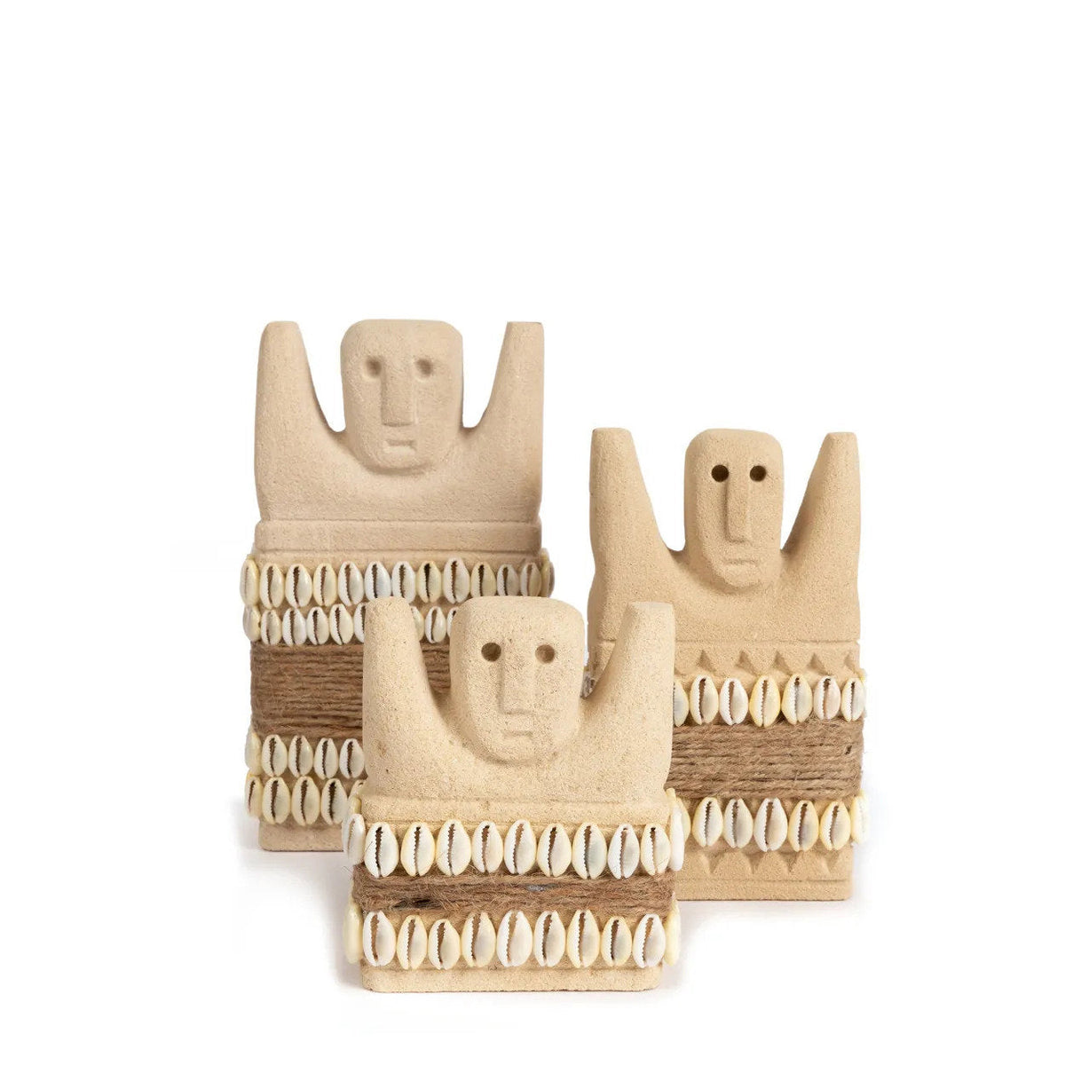 Statue décorative en grès avec coquillages – 14x8 cm