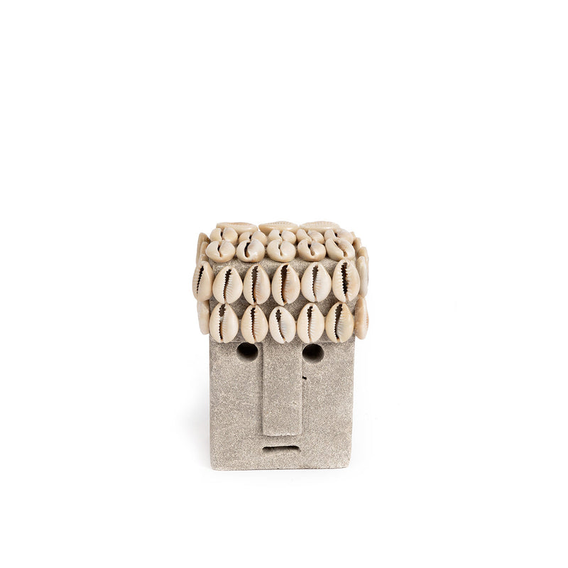 Statue décorative en grès visage coquillages – 11x7 cm