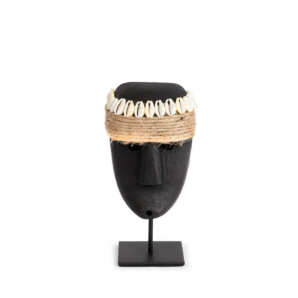 Statue décorative Sumba noire en grès et coquillages – 16 cm