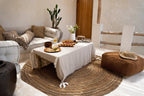 Tapis rond en herbiers marins naturel 150 cm bohème