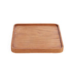 Assiette carrée en bois de teck naturel finition lisse et rebord fin