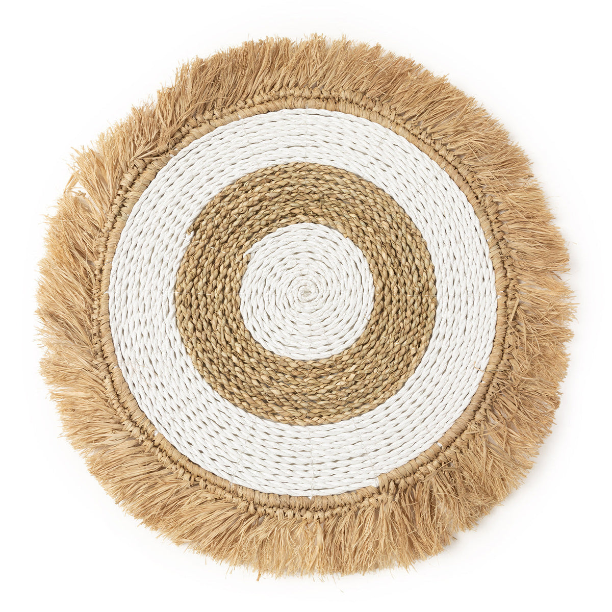 Set de table rond en raphia et herbe marine 45 cm