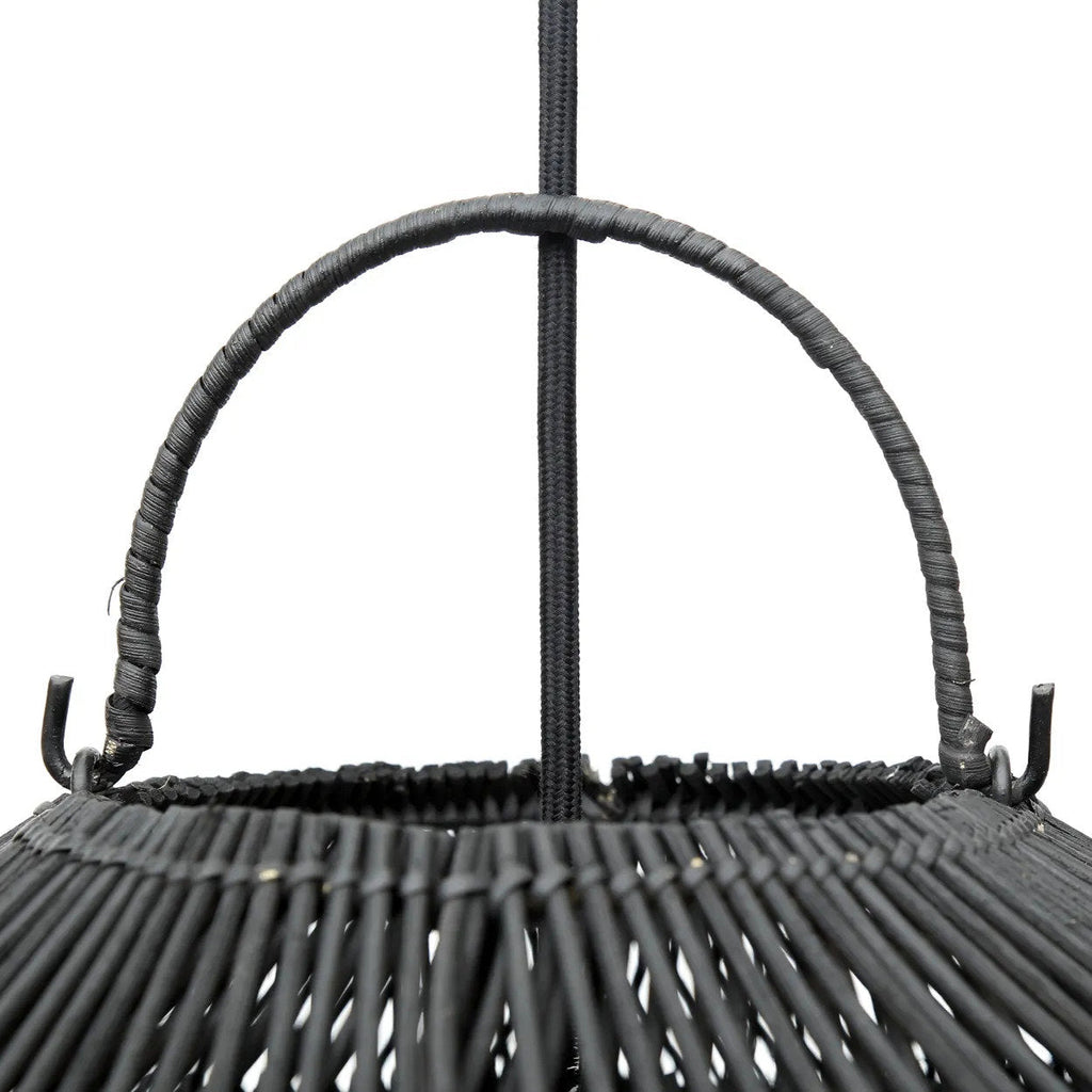 Suspension en rotin noir 60 cm forme nuage artisanale