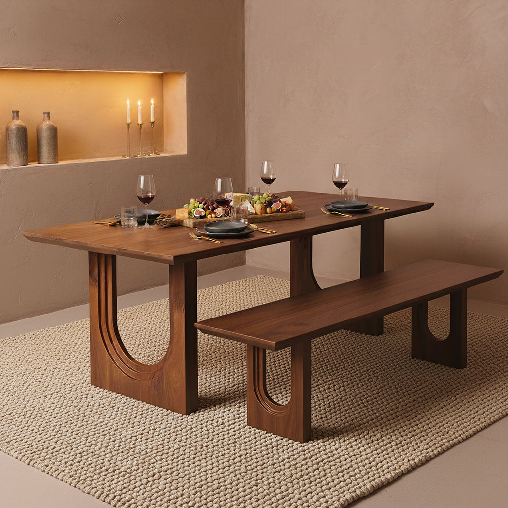 Banc en bois de manguier brun angles arrondis salle à manger – 180 cm