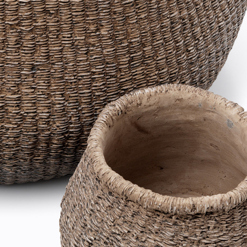 Cache-pot en béton brun artisanal pour intérieur et extérieur
