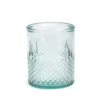 Verre facetté en verre recyclé bleu à base texturée