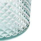 Verre facetté en verre recyclé bleu à base texturée