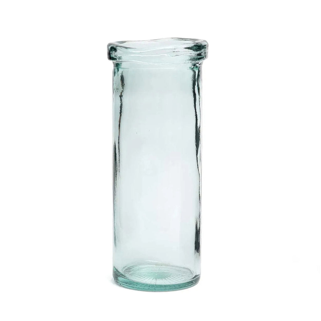 Vase en verre recyclé vert aqua col ondulé – H28 cm