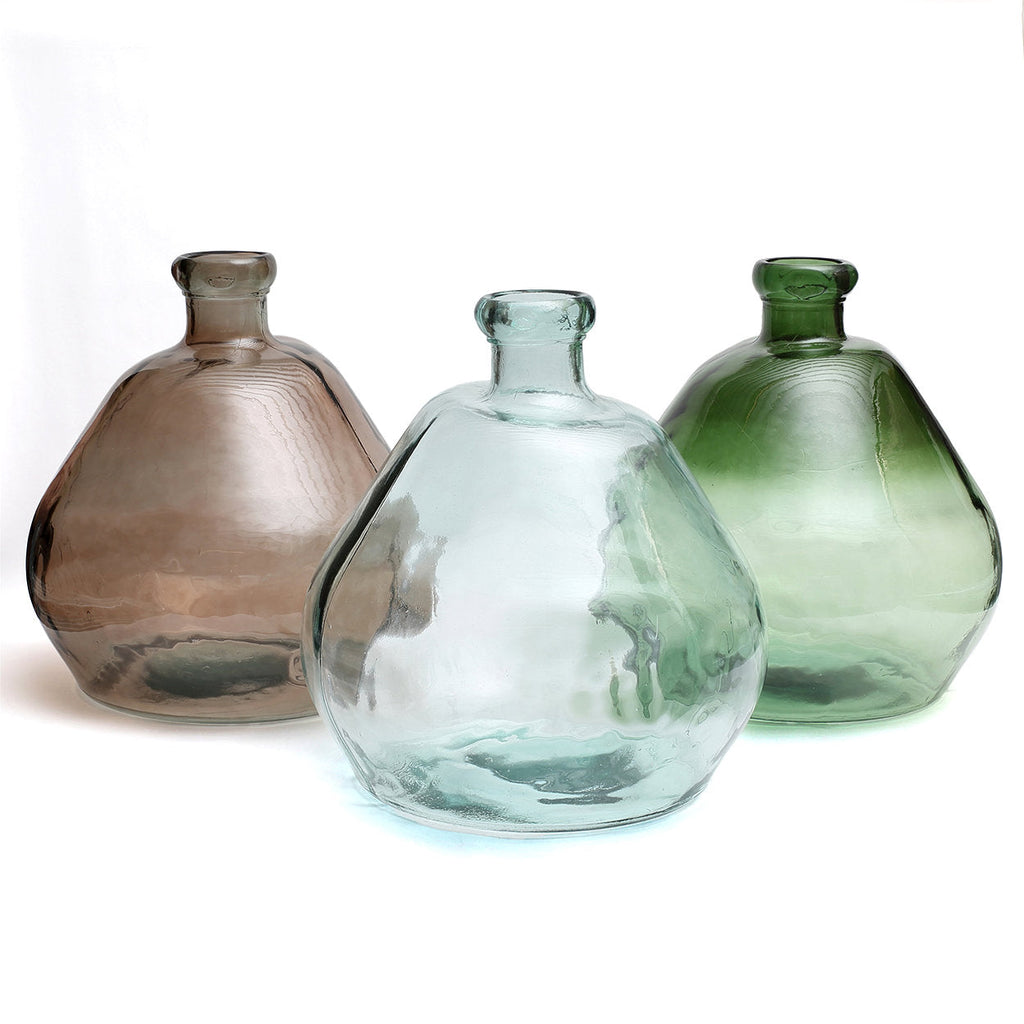 Vase décoratif en verre recyclé bleu H50 cm