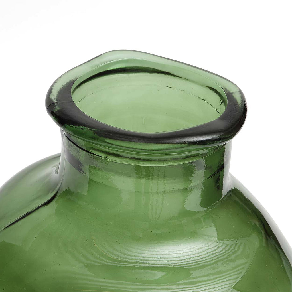Vase arrondi en verre recyclé vert texturé – H31 cm