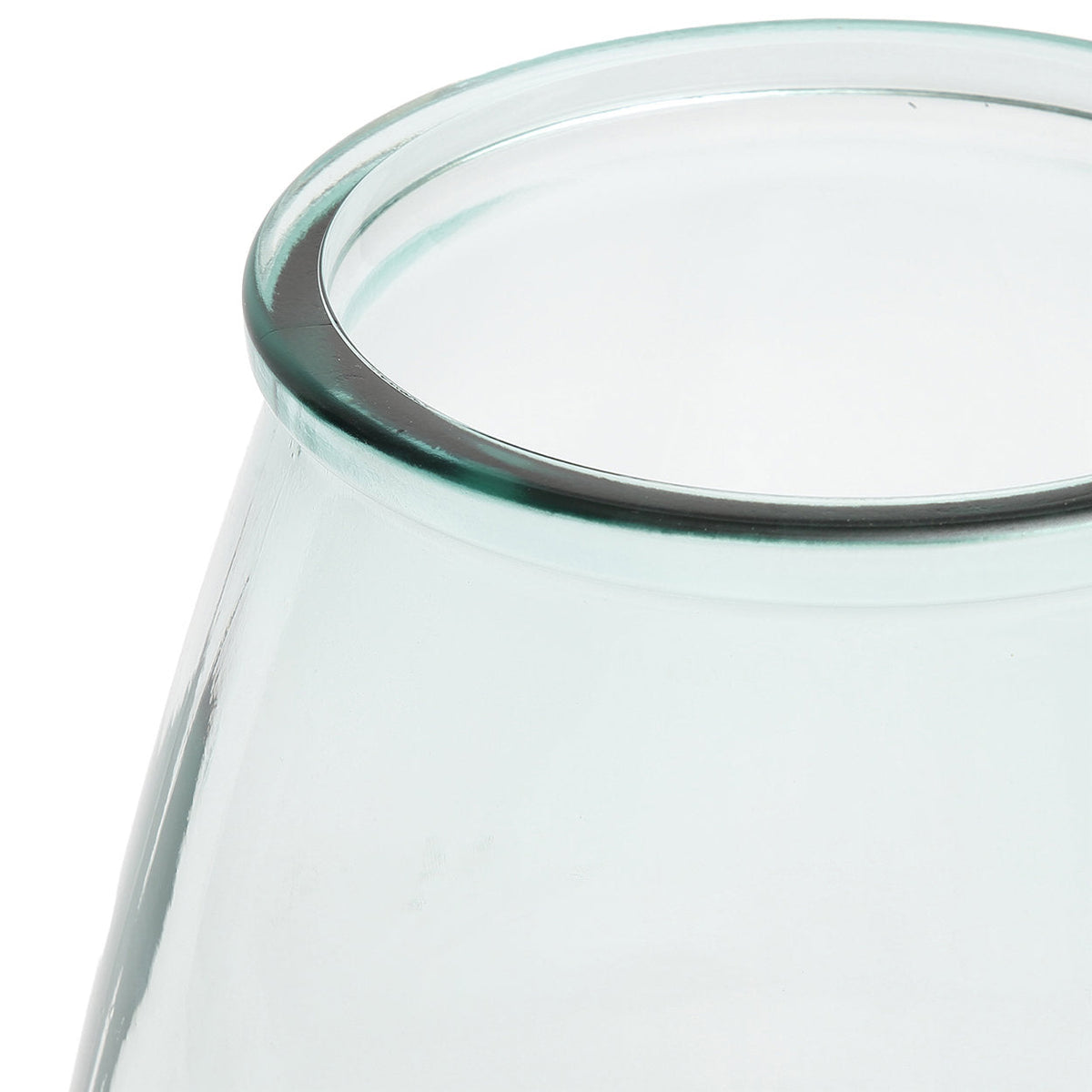 Vase en verre recyclé transparent arrondi moderne bleu – H35 cm
