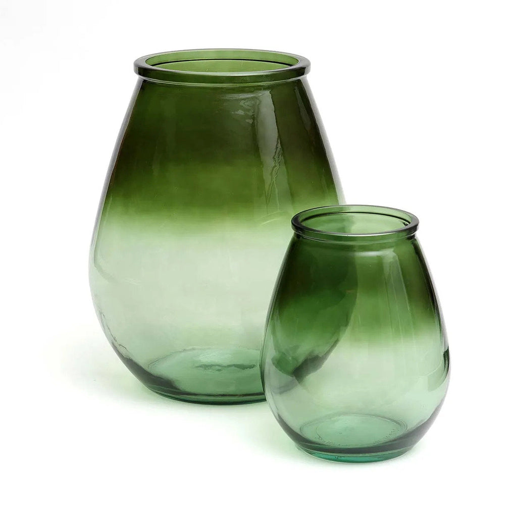 Vase décoratif en verre recyclé vert H35 cm