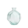 Vase en verre transparent forme géométrique bleue – H18 cm