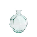 Vase en verre transparent forme géométrique bleue – H18 cm