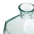 Vase en verre transparent forme géométrique bleue – H18 cm