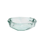 Bol en verre transparent facetté inspiration origami bleu