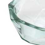 Bol en verre transparent facetté inspiration origami bleu