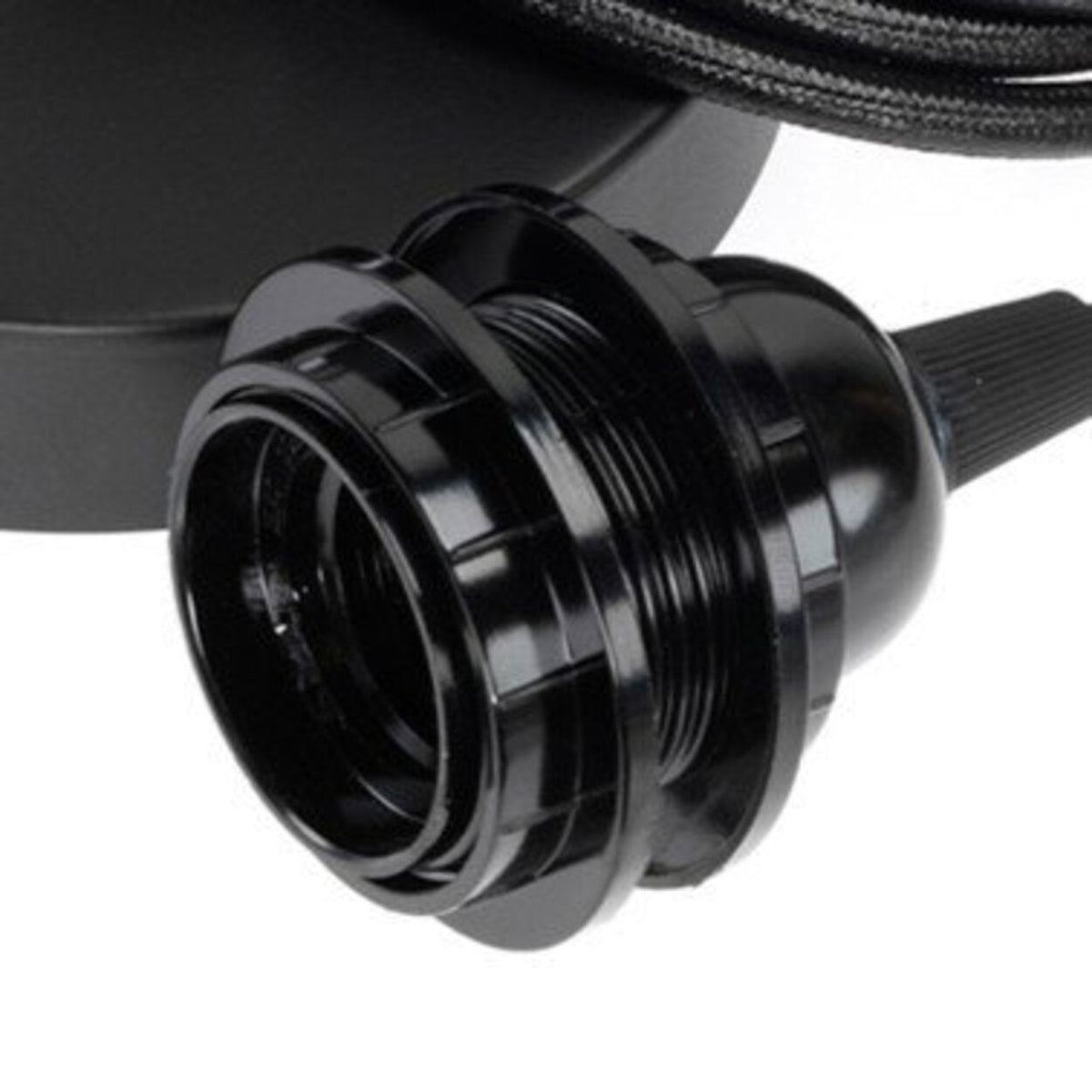 Suspension noire minimaliste en câble tressé circulaire – 250 cm