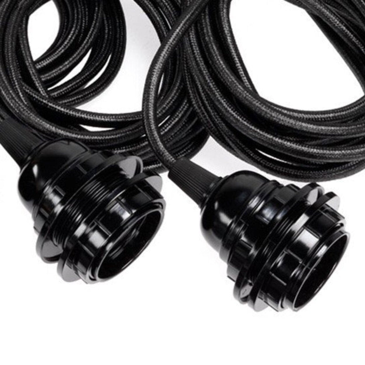 Suspension noire en cordon tressé à 3 douilles – Longueur 250 cm
