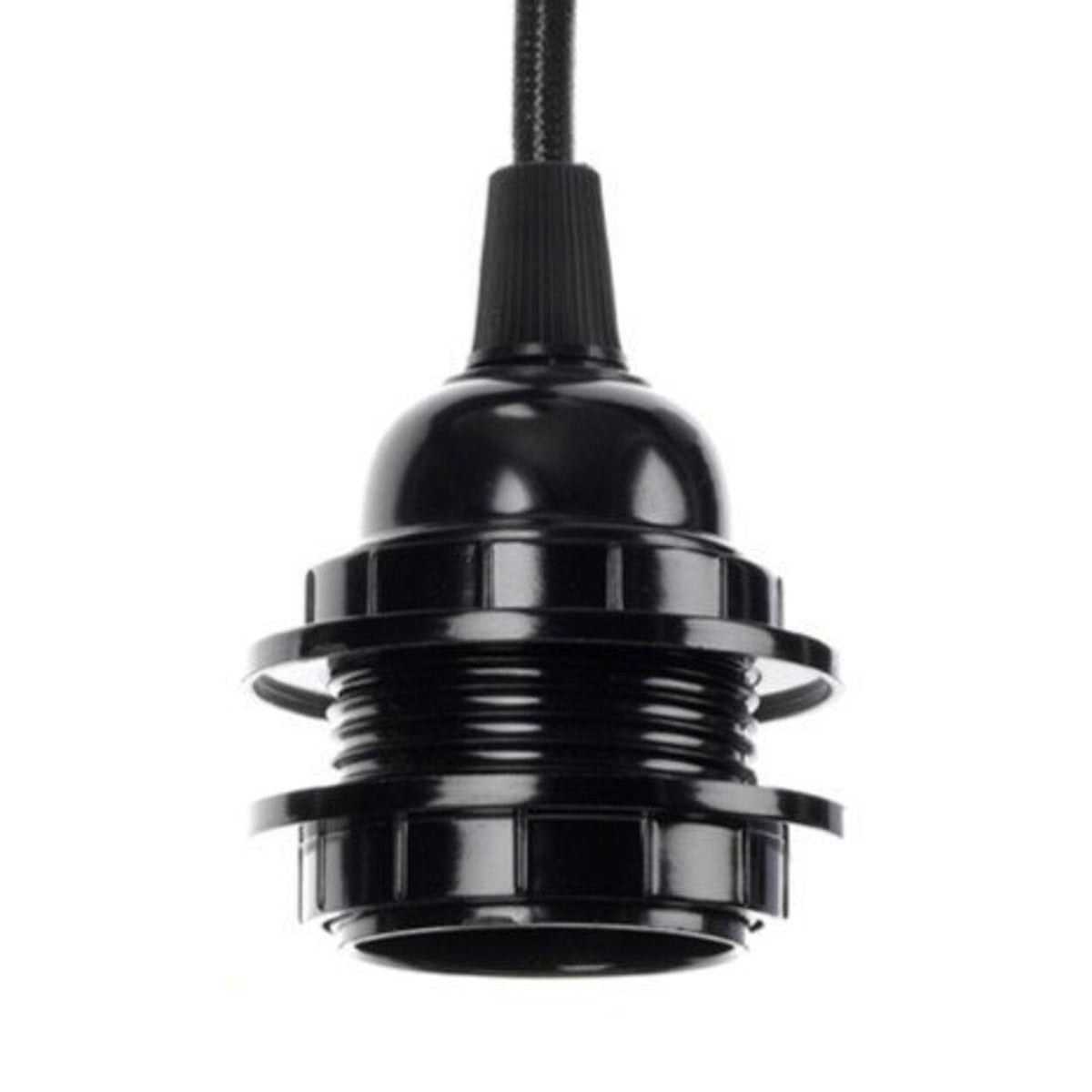 Douille de suspension noire avec câble tissé et interrupteur – 450 cm