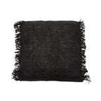 Housse de coussin coton noir frangé - 60x60 cm