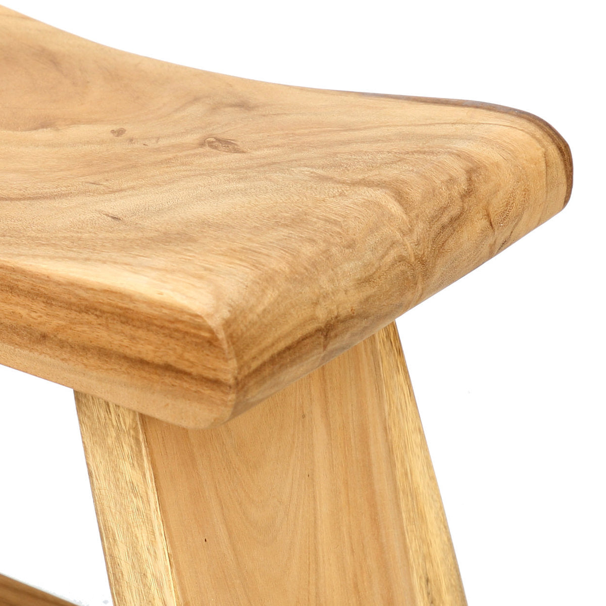 Tabouret en bois de Suar rectangulaire – Finition naturelle – 50x30 cm