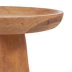Plat à gâteau en bois de teck forme champignon naturel – Ø25 cm