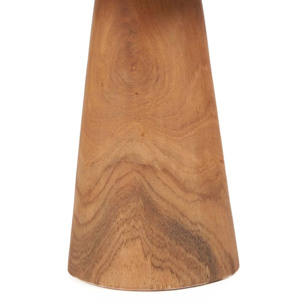 Plat à gâteau en bois de teck forme champignon naturel – Ø25 cm