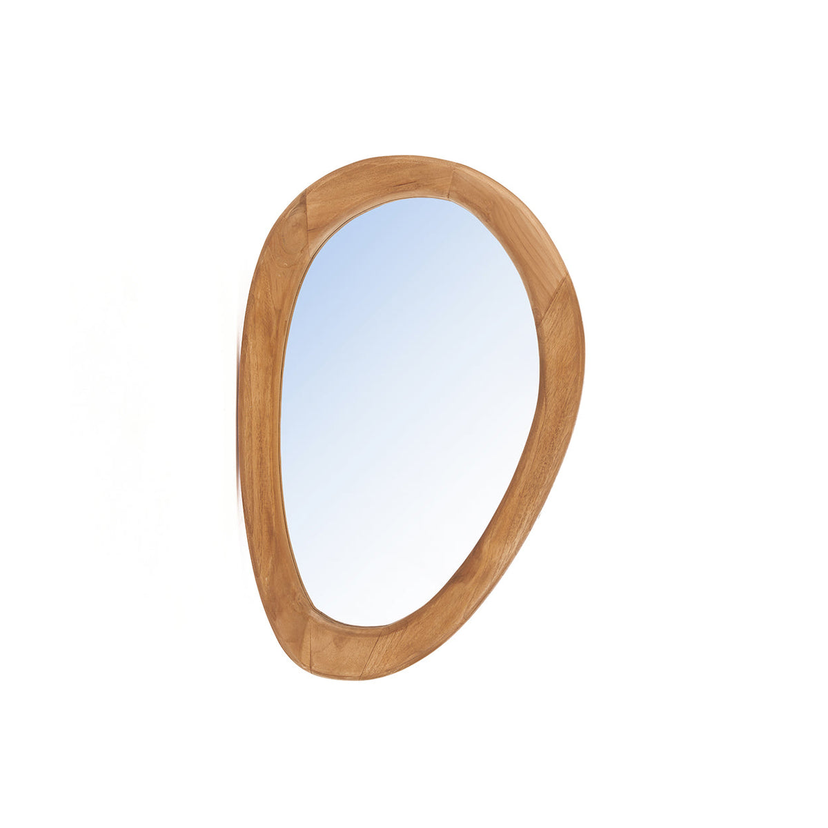 Miroir mural asymétrique en bois de teck naturel – 40x60 cm