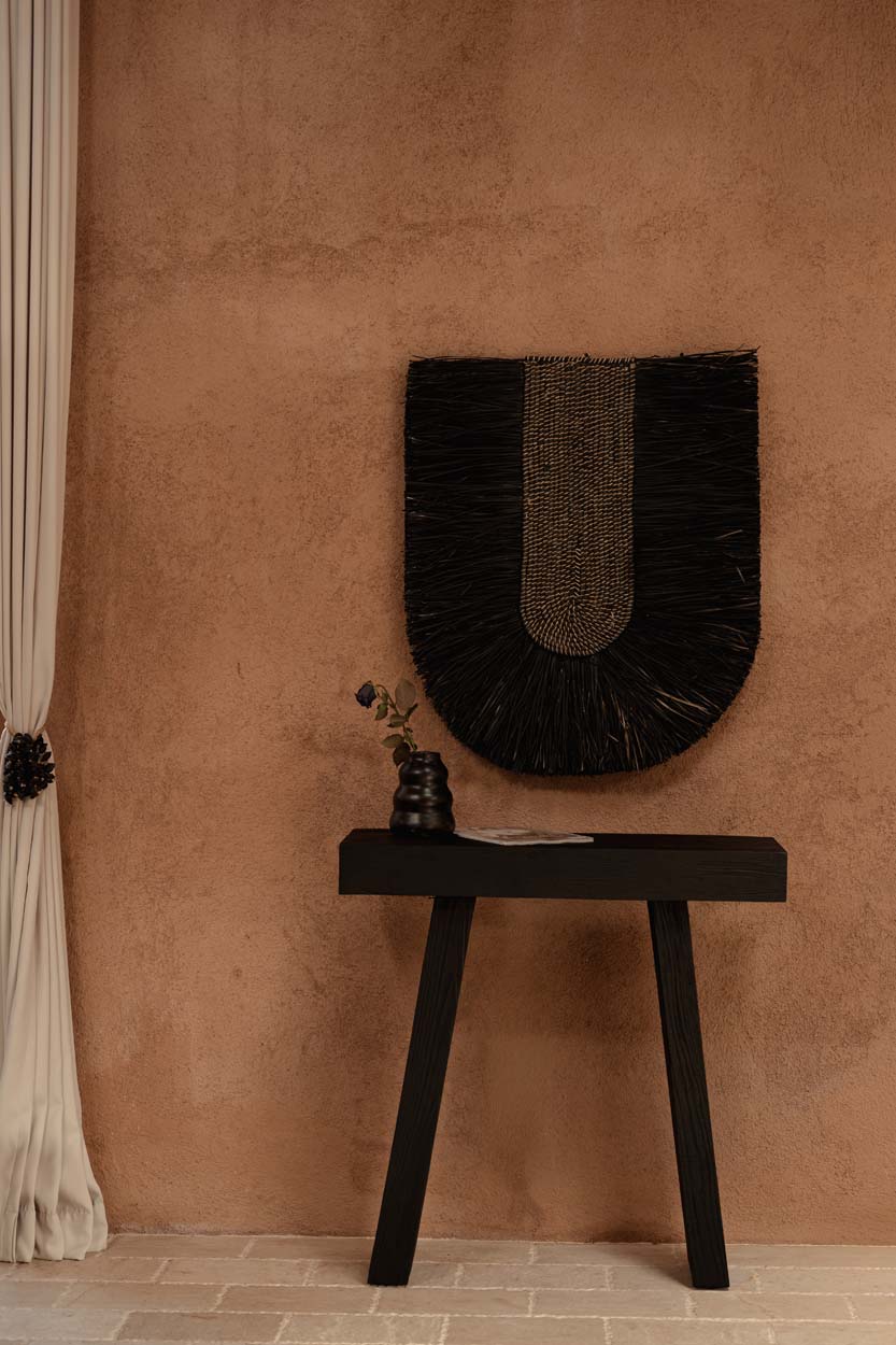 Décoration murale en fibres naturelles noires 87x74 cm