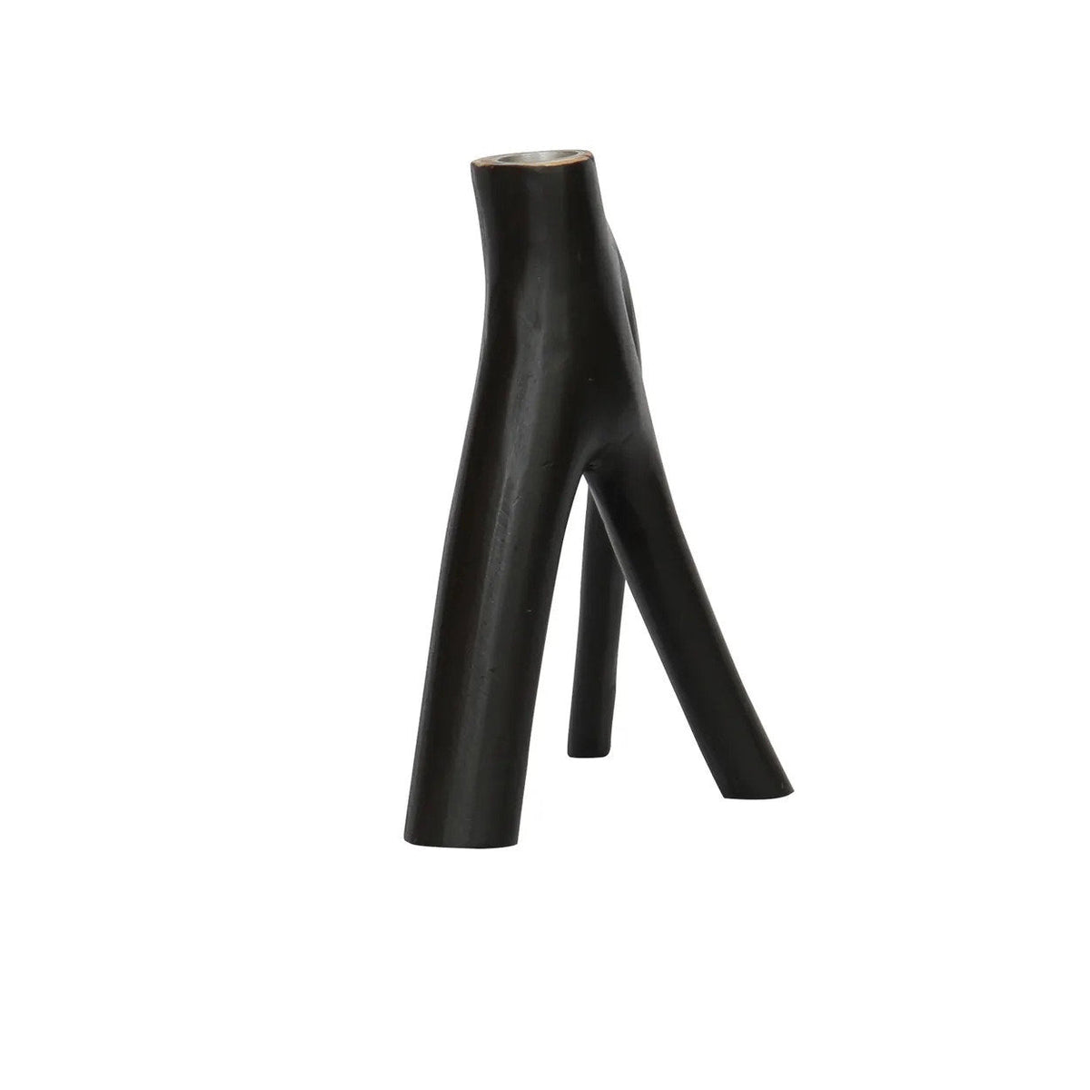 Porte-bougie sculptural noir en forme de brindilles naturelles