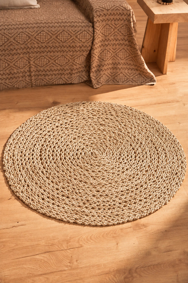 Tapis rond en sisal tressé beige naturel – Ø100 cm
