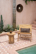 Table d’appoint en bois de Suar naturel 45x30 cm