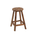 Tabouret de bar en teck recyclé brun naturel assise ronde – H70 cm