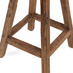 Tabouret de bar en teck recyclé brun naturel assise ronde – H70 cm