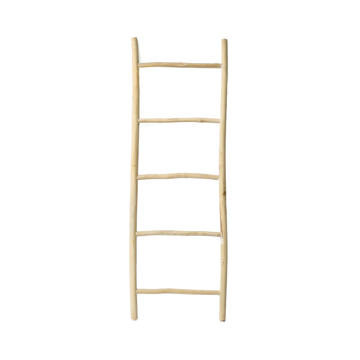 Échelle décorative en teck naturel – Structure asymétrique – H165 cm